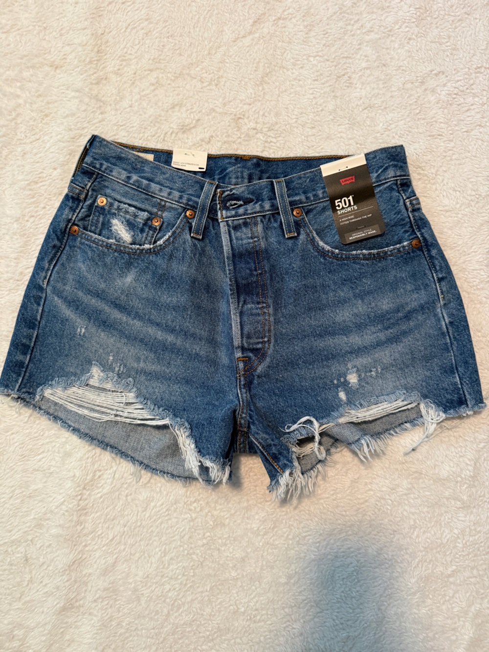 Levi's Women's Distressed Denim Jean Shorts - Medium Blue